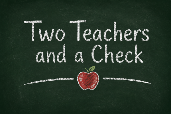 Two teachers and a check